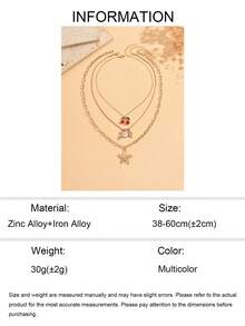 3件套海滩度假海洋风多层项链，时尚海星贝壳海马樱桃吊坠装饰，金色首饰，适合日常佩戴、夏季度假、约会、派对、音乐节等场合。 - 多色 - 查看 5