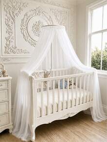 1 Set Chiffon Mosquito Net Canopy, Princess Style Nursery Decor, Baby Crib Canopy, Bed Curtain Decor, Kids Room Decor, For Baby Boys & Girls, Baby Shower Party Decor, Gender Reveal Party Decor, Children's Room Decor (Excluding Stand And Top) - Multicolor - View 2
