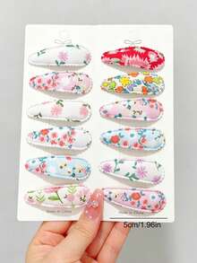 20/10pcs Multicolor Floral Fabric Hair Clips, Bangs Hairpins, Minimalist Cute Hair Accessories For Girls, Student Gift, Daily Use - Multicolor - View 5