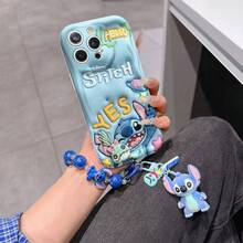 Disney Has Authorized, Phone Case - Chain Set, The Stitch Lilo & Stitch 3D Phone Case Plus A Silicone 3D Stitch Bracelet With Metallic Ring Removable Bracelet, Stitch And Angel Pattern, Compatible With Iphone17/16/15/14/13/12/11/XS/XR/X Plus Pro Max, A Stylish Cartoon Phone Case, The Perfect Gift Choice, Phone Protection, Durable Phone Cover, Great Gift For Friends And Family. - trắng - Xem 6