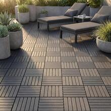 44PCS 12"*12" Dark Grey Interlocking Deck Tiles - All-Weather Waterproof Anti-Slip Patio Pavers, Easy Snap-In Installation For Balcony, Backyard, Pool & Outdoor Living Spaces - 44 Pieces, Dark Gray - View 3