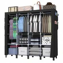 sdfsdfClothing Cabinet, Portable Clothing Cabinet with Zipper. The portable clothing cabinet is used to hang clothes. It is equipped with 4 hanging rods and storage cabinets, and has spacious and large-capacity storage space. Simple wardrobe, 170cm wide, 45cm deep, 172cm high black, extra large 170cm widesdfsfg - 写真の通り - チェックする 2