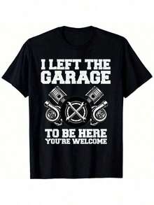 Amante de los coches nuevos: Dejé el garaje para estar aquí - Camiseta divertida con estampado gráfico de mecánico automotriz, talla 3XL - Negro - Ver 1