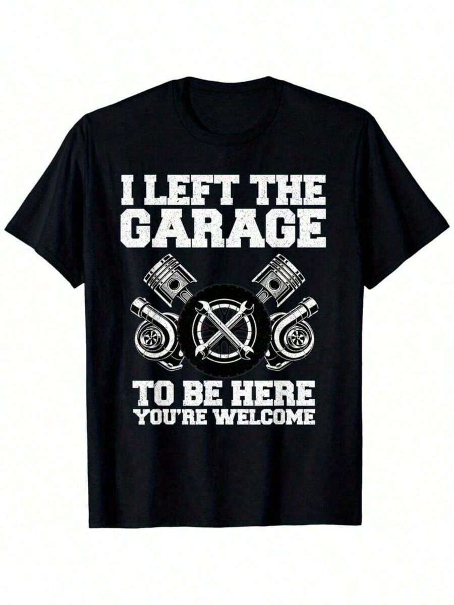 Amante de los coches nuevos: Dejé el garaje para estar aquí - Camiseta divertida con estampado gráfico de mecánico automotriz, talla 3XL - Negro - Ver 1