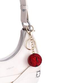 1 pieza Llavero de baloncesto con strass multicolor, colgante de baloncesto totalmente con strass, diseño de lujo con strass brillante, estilo colgante de bolso, llavero imprescindible para amantes del baloncesto - Multicolor - Ver 11