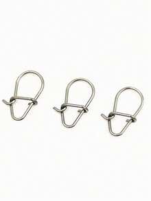 100pcs Gourd-Shaped Snap Swivels Reinforced Connectors, Micro Baitcast Rings, Fishing Accessories - Silver - View 4