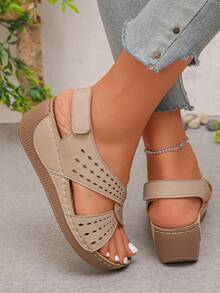 Sandalias de plataforma de verano para mujer, nuevas, cómodas y sin fatiga, minimalistas, ligeras, elegantes y adecuadas para bodas, fiestas y uso diario, con suelas hechas a mano - Beis - Ver 6