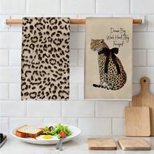 MEMNUN 2件裝豹紋蝴蝶結「Leopard Dream Big. Work Hard. Stay Focused」文字印花廚房抹布/洗碗布 40*60cm/45*70cm 超細纖維 現代柔軟洗碗布 廚房巾 手巾 家居裝飾 廚房裝飾 烹飪烘焙茶巾 廚房配件 可機洗 日常清潔用品 適用餐廳廚房 節日裝飾與送禮 全季節 - 彩色 - 查看 6
