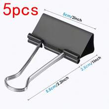 5pcs Extra Large Black Metal Binder Clips, Strong Spring Structure, Metal Rings, Designed For Office Organization, Smooth Metal Surface, Heavy Duty Iron Clips, File Folder, Test Paper, Bill Clips, Black Heavy Duty Large Paper Clips, Suitable For Office And Home, Stationery, School Supplies, Office Supplies, Portable Non-Slip, Economic And Practical Office Supplies! - Multicolor - View 13
