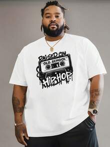 Raised In The Old School Hip Hop 2025 Summer Outdoor Sports And Casual Short Sleeve T-Shirt For Latest Fashion Men's Oversized Printed T-Shirt Loose Base Shirt Versatile Crew Neck Top Breathable And Comfortable, PLUS SIZE - 白色 - 查看 3