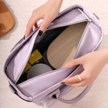 BEENLOVE 1pc Large-Capacity Insulated Lunch Bag Outdoor Picnic Bag, Multi-Function Refrigerated Bag With Detachable Shoulder Strap And Side Pockets, Reusable, For Carrying Meals, Suitable For Picnics, Office Workers, Camping, School, Leakproof Freezable Cooler Bag School Organizer Bags Teacher Storage Bags Classroom Organizer Bags Woman Lunch Box Bag For Women Ladies School Supplies Stuff Accessories Bag For School School Accessories School Stuff - Màu tím - Xem 3