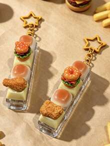1Pc Chicken Leg Bread-Shaped Keycap Pressure Release Clicker Keychain, Cartoonish Cute Bread And Burger Mechanical Keyboard Buttons, Decompression-Style Fingertip Pendant - 彩色 - 查看 6