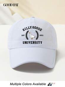 1pc Women's Wheat Ear & Goose Print Breathable Mesh Baseball Cap, Versatile Lightweight Foldable Adjustable Hat For Summer Commuting, Outdoor Sports, Hiking, Beach, Casual Streetwear - B - View 2