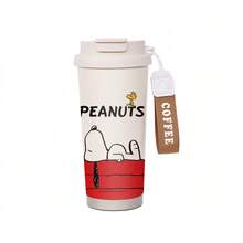 Miniso 花生漫画史努比狗屋图案保温咖啡杯，带腕带，不锈钢材质，带盖，双饮设计，经久耐用 - 彩色 - 查看 7