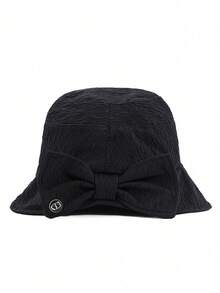 1pc White Textured Pleated Bucket Hat, Soft Milky White Tone With Unique Chic Texture, Wide Brim To Flatter Face Shape, Breathable & Comfortable For Effortless Korean Minimalist Elevated Daily Look - Fisherman's Hat - View 4