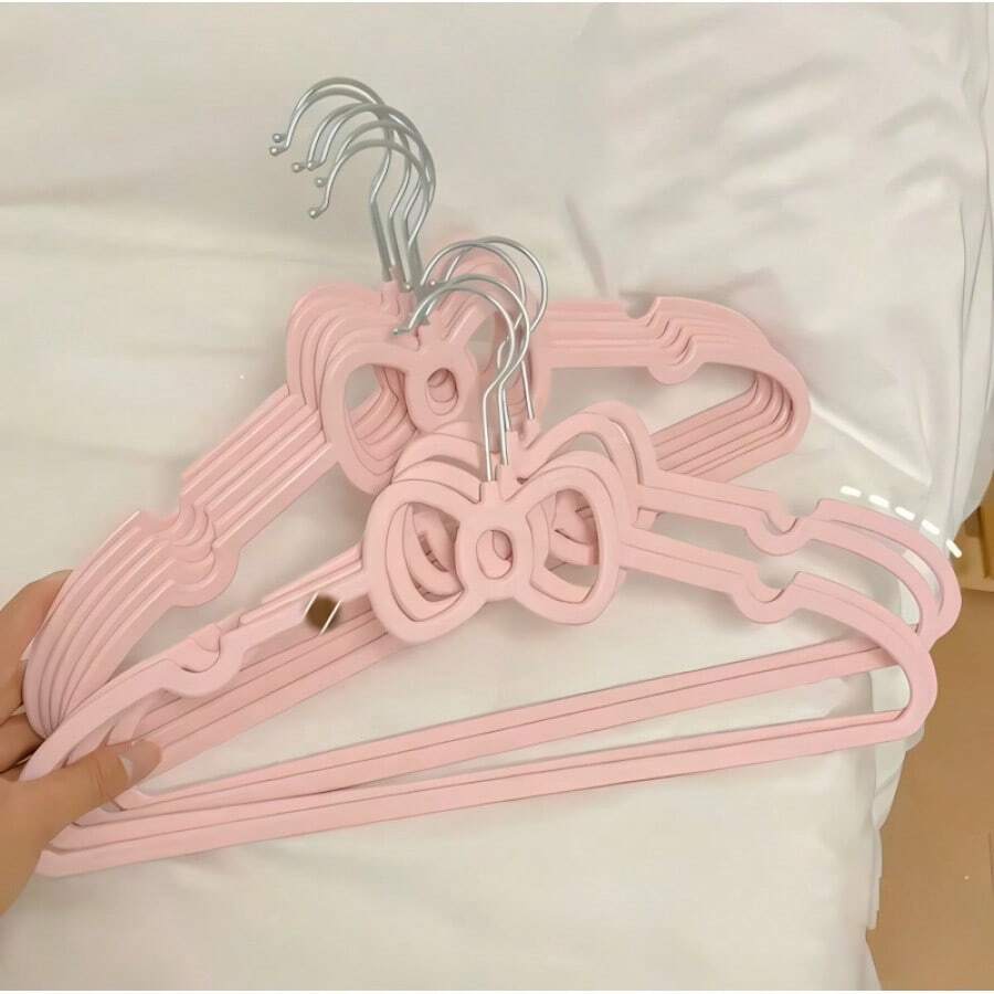 10-Pack Of Plastic Ring-Shaped Clothes Hangers, Creative Clothes Drying Racks, Suitable For Student Dormitories, Cute Non-Slip Clothes Hangers, A Must-Have For Dormitories, And Also Great For Home And Bedroom Storage. - Pink - View 1
