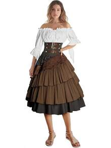 Stage Dance Wear - Top + Brown Skirt - View 8
