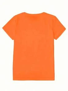 Women's T-Shirt With Anime Cat Ears Print - Short Sleeve, Round Neck, Japanese Sleeve Print, Soft And Stretchy, For Summer And Spring, Ideal For Conventions, Theme Events And Casual Wear - 橘色 - 查看 2