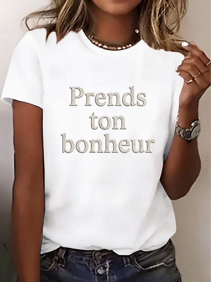 Women's Short Sleeve Blouse - Round Neck, Dual-Purpose Casual And Formal Top, Suitable For Travel, Beach, And Dates. | Machine-Washable Essential Items For Spring And Summer Wardrobes. | Versatile Garment Suitable For Vacations, Gifts, And Everyday Wear. - 白色 - 查看 1