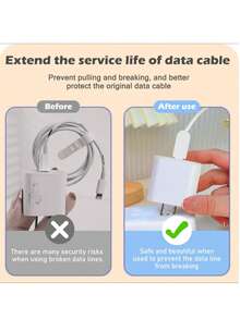 5入黑色TPU防摔充電器保護套，線材收納器，適用於Apple 18W/20W充電器 - 磨砂透白 - 查看 8