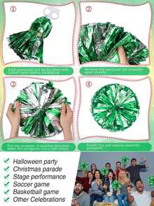 2 buah/1 buah Pom-pom Pemandu Sorak Tebal dan Padat Warna-warni, Dengan Desain Gesper Cincin, Pegangan Lebih Stabil, Cocok Untuk Kompetisi Tari Pemandu Sorak, Pesta Pemandu Sorak, Musim Kembali ke Sekolah - MultiWarna - View 3