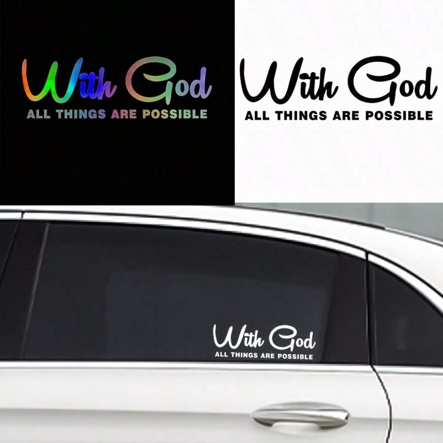 OUMINGYQ Pegatina de coche con texto religioso, calcomanía de letra de fe, bandera para la luneta trasera, resistente al agua y a los rayos UV, apta para sedán, SUV, camioneta - color - Ver 1