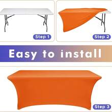 1pc 4/6/8ft Elastic Tablecloth, Multi-Color Stretch Fitted Table Cover, Wrinkle-Resistant And Durable, Suitable For Weddings, Birthday Parties, Outdoor Parties, Exhibition Booths And Various Events, Elastic Table Cover - View 3