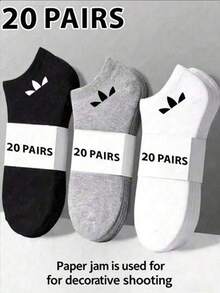 10 đôi tất unisex, tất thể thao, tất ngắn màu trắng/đen/xám, tất thoải mái với họa tiết xẻ tà, thấm hút mồ hôi, thoáng khí, màu trơn cổ điển, đơn giản, thời trang, phù hợp cho mặc hàng ngày. - Nhiều màu - Xem 2