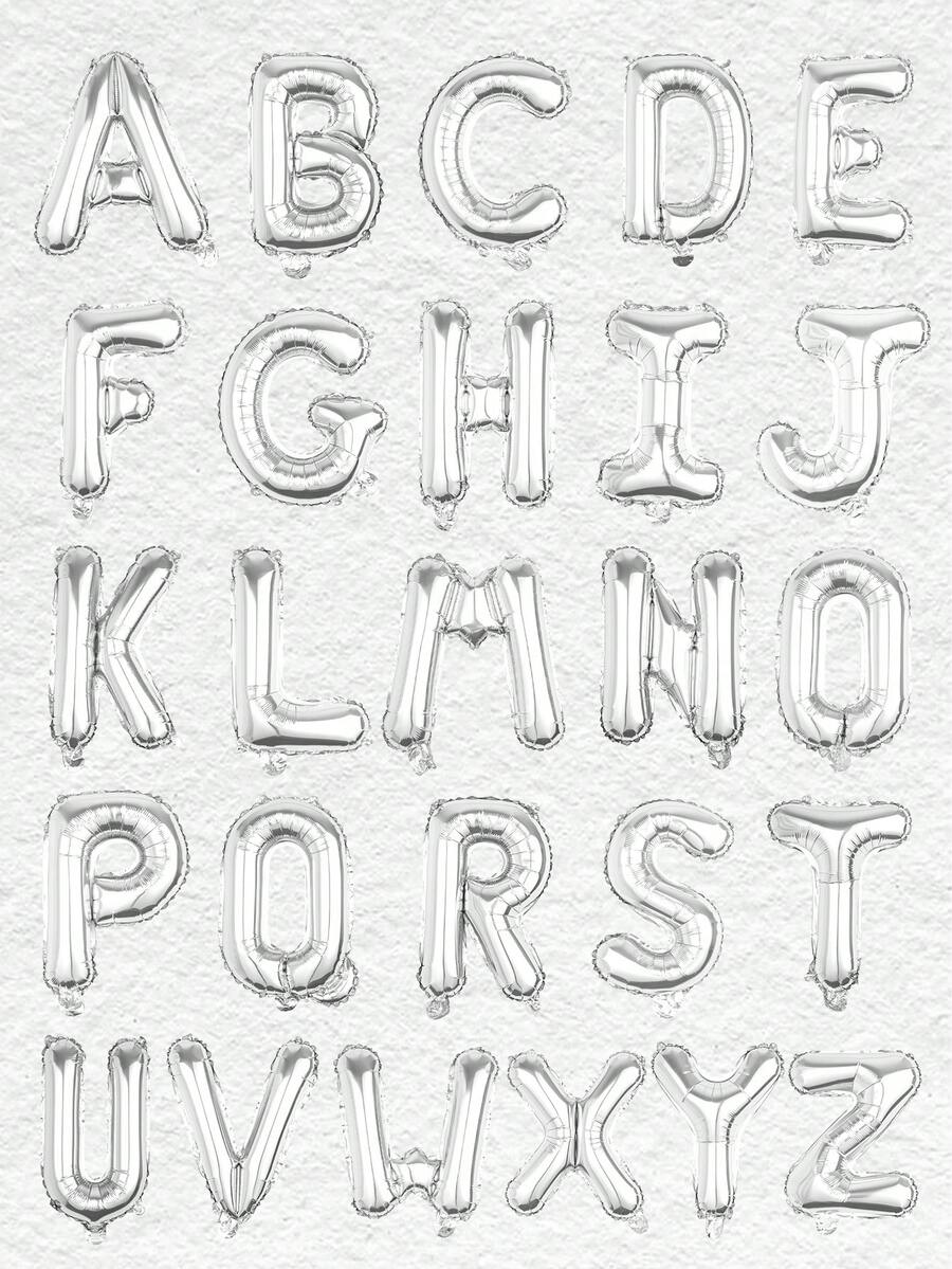1pc 16-Inch Silver Letter Foil Balloon, 26 Letters A-Z, Suitable For Personalized Phrase Banners, Birthday Parties, Weddings, Anniversaries, Graduation Ceremonies, Holiday Party Decorations - Silver - View 1