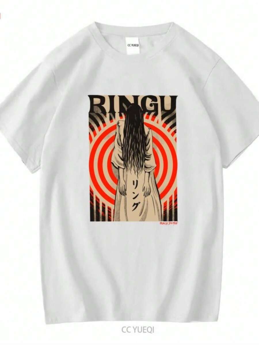 Blouses For Women PREMIUM QUALITY Ringu The Ring Sadako Samara Illustrated T Shirt Long Or Short Sleeves Vintage Washed Slightly Versatile Unisex - 白色 - 查看 1