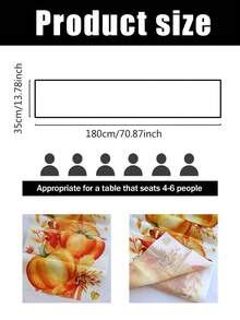 1/50Pcs 35*180cm Thanksgiving Table Runner, Suitable For Thanksgiving Decoration, Autumn Decoration, Kitchen, Tabletop Decoration, Home Decor And Holiday Gatherings; Decorated With Pumpkin And Maple Leaf Patterns, Autumn Style Table Runner - Multicolor - View 12