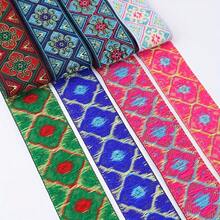 1/5 Yard Bohemian Style Embroidered Jacquard Ribbon Fabric, Vintage Floral Decorative Trim Satin Fabric For DIY Crafts And Home Decor - Multicolor B - View 8