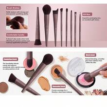 BS-MALL Luxury Coffee Brown Makeup Brush Set With Large Bag, Professional Full Face Cosmetic Tools For Foundation Blush & Eyeshadow, Premium Gift For Girlfriend - Coffee Brown - View 2