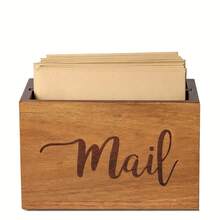 1pc Wooden Mail Organizer Box, Designed For Sorting Mail And Storing Bills, With Two Compartments For Holding Letters, Bills, Notes And Postcards, Suitable For Home, Office Or Dorm - Multicolor - View 6