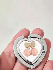 Cherry Pattern Elegant Heart-Shaped Folding Bag Hook - Durable Zinc Alloy, Ideal For Desktop And Backpack Hooks, Backpack Hook|Elegant Accessory|Durable Metal Hook, Bag Hanger,Portable Folding Hanging Bag Hook Blank, Load-Bearing Folding Table Edge Circular Hook, Alloy Material,For Home,Gift,Vacation And Festival Multifunctional Use - Multicolor - View 15