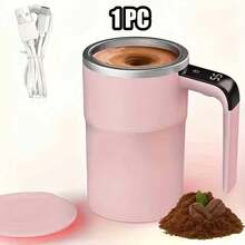 1pc 380ml Large Capacity Rechargeable Automatic Stirring 304 Stainless Steel Electric Coffee Mug (Data Cable Included), Minimalist Modern Style, Multiple Colors Available, One-Touch Stirring & Constant Temperature Function With Intelligent Temperature Control, Suitable For Office/Home/Outdoor Travel/Holiday Gift - Multicolor - View 13