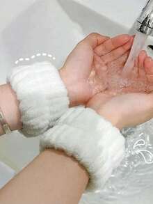 1/2/3pcs Set Of Solid Color Shower Cap And Wristband - A - View 10