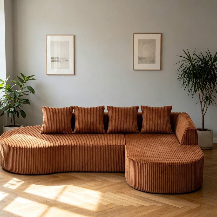 Dagniwak Cloud Sectional Couch With L-Shape Chaise, Modern Modular Sofa With Deep Seat, Upholstered Comfy Couches For Bedroom,No Assembly Required, Boneless Couches For Living Room - 橘色 - 查看 1