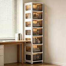 Office Storage Trolley, 3/4/5/6/7-Tier Multi-Functional Organizer Cart With Drawers &Wheels, Rolling Office Storage Shelf. It Serves As A Slim Gap-Side Rack Suitable For CubiclesAnd Home Offices, Ideal For Storing Documents, Books, Snacks And Other Practical Office - 透色 - 查看 7
