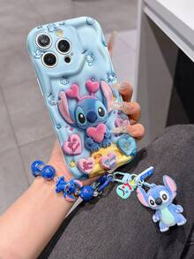 Disney Has Authorized, Phone Case - Chain Set, The Stitch Lilo & Stitch 3D Phone Case Plus A Silicone 3D Stitch Bracelet With Metallic Ring Removable Bracelet, Stitch And Angel Pattern, Compatible With Iphone17/16/15/14/13/12/11/XS/XR/X Plus Pro Max, A Stylish Cartoon Phone Case, The Perfect Gift Choice, Phone Protection, Durable Phone Cover, Great Gift For Friends And Family. - trắng - Xem 1
