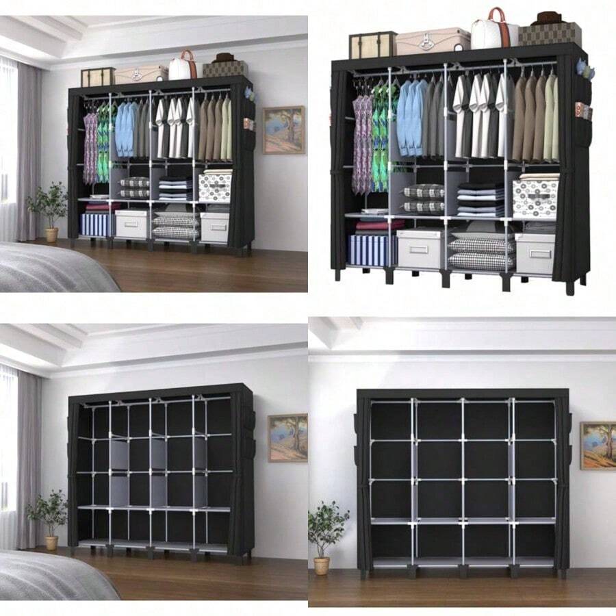 sdfsdfClothing Cabinet, Portable Clothing Cabinet with Zipper. The portable clothing cabinet is used to hang clothes. It is equipped with 4 hanging rods and storage cabinets, and has spacious and large-capacity storage space. Simple wardrobe, 170cm wide, 45cm deep, 172cm high black, extra large 170cm widesdfsfg - åçã®éã - ãã§ãã¯ãã 1