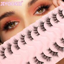 10 Pairs Soft & Fluffy Half-Eye False Eyelashes, Curled & Extended Lash Tips, Suitable For Daily Wear - Black - View 2