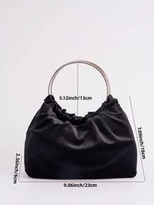 New Elegant Velvet Round Handbag, Suitable For Gala, Party, Cocktail, Versatile Fashion Women Bag - Black - View 6