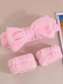 1/2/3pcs Set Of Solid Color Shower Cap And Wristband - A - View 13