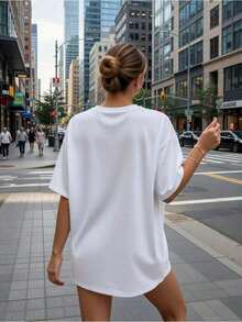 Women's T-Shirts, Comfortable Kiss The Miss Goodbye Bachelorette T-Shirt, Personalized Martini Cocktail Bachelorette Party T-Shirt, Girls' Night Out Outfit, Bride Team T-Shirt, Casual Blouses For Women - 白色 - 查看 3