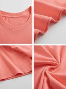 This Women's T-Shirt Features A Calming Floral And Rabbit Print Inspired By A Forest. Made From High-Density Cotton, It's Gentle On The Skin, Breathable, Moisture-Wicking, Quick-Drying, Pill-Resistant, Washable, And Wrinkle-Resistant. A Versatile And Youthful Short-Sleeved Top Perfect For Summer, Everyday Wear, Commuting, School, Dates, And Weekend Outings. (Keywords: Funny T-Shirt, Short Sleeves, Summer Clothing) - Pink - View 5