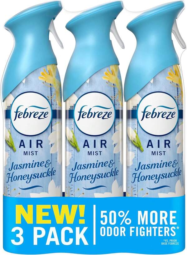 Febreze Air Mist, Air Freshener Spray, Odor Fighting Room Spray, Deodorizer For Home Bathroom Kitchen Office Apartment Dorm Room Classroom, Jasmine &Amp; Honeysuckle Scent, 8.1oz (Pack Of 3)
