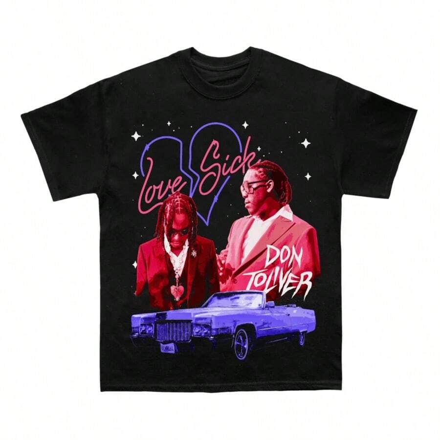 Camiseta Versátil - Camiseta Don Toliver Lovesick, Camisetas Gráficas, Ropa Deportiva para Adolescentes, Camisetas Divertidas, Regalo para el Día del Padre, 4 de Julio, Camisetas de Verano, Camiseta Juneteenth, Graduación 2026, Conjuntos a Juego para Parejas, Ropa para Hombre, Camisetas Vintage, Camiseta Oversize para Hombre, Camiseta para el Último Día de Clases, Regalos para Novios, Regalos para Hombres, Gótico, Ropa de Verano para Adolescentes, Regalo para el Día del Padre, Ropa Deportiva Hombre, Adecuada para Todas las Temporadas, Tallas Grandes (S-5XL) ​ - Negro - Ver 1