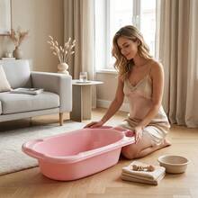 90x51x23cm Grand bac de lavage en plastique, bac de bain polyvalent robuste avec fentes pour le savon (couleur aléatoire) - A - Voir 1