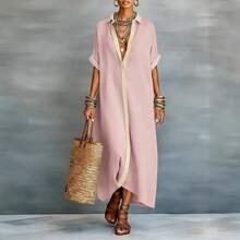 Women Maxi Dresses - Pale Pinkish Gray - View 5